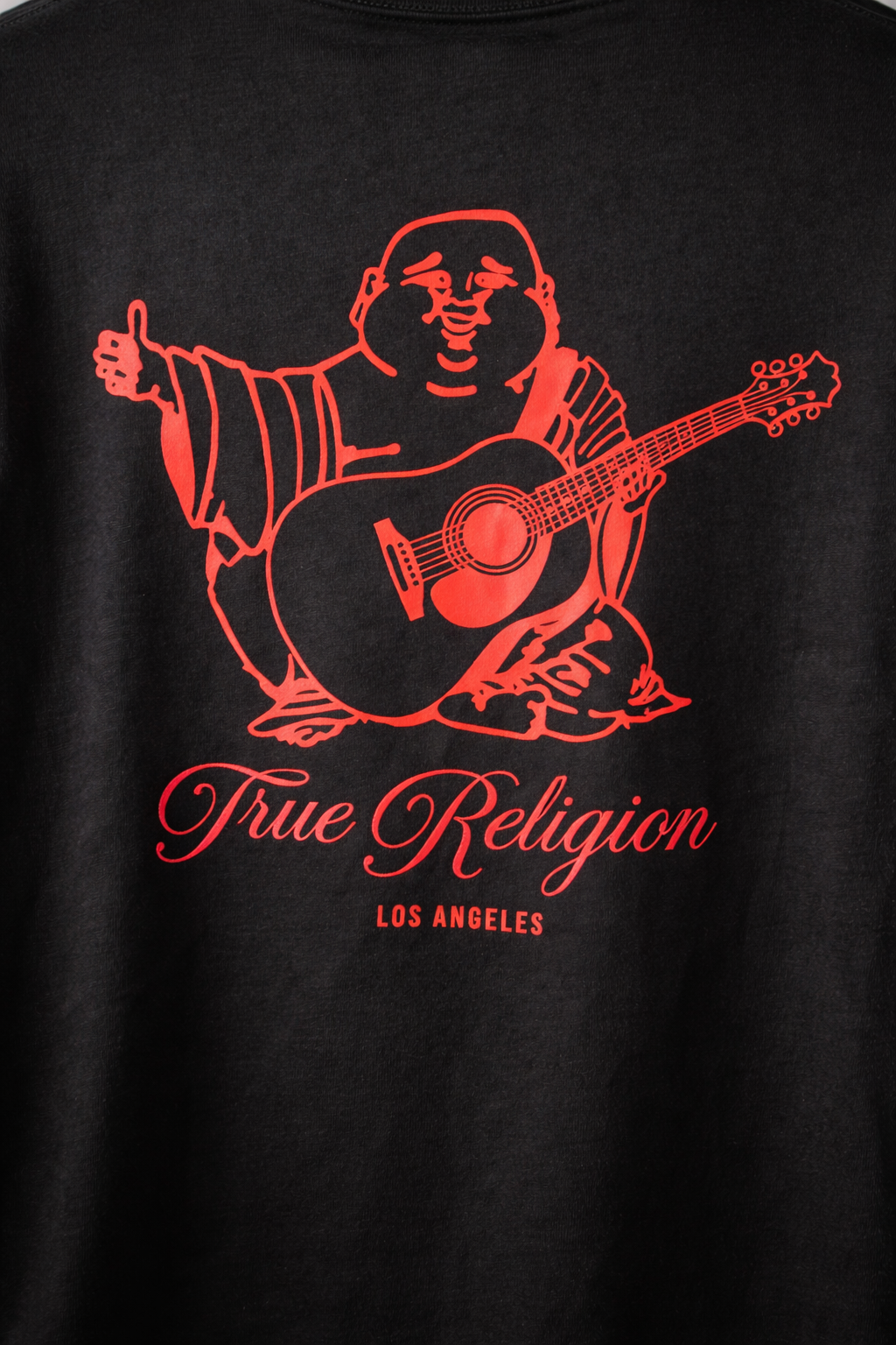 True Religion Buddha Graphic T Shirt Mens Medium Black Red Logo Tee LA