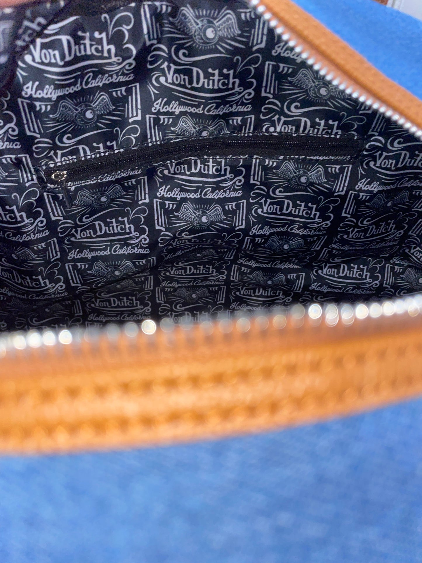 Von Dutch Denim Duffle Bag – Y2K Logo Travel Bag