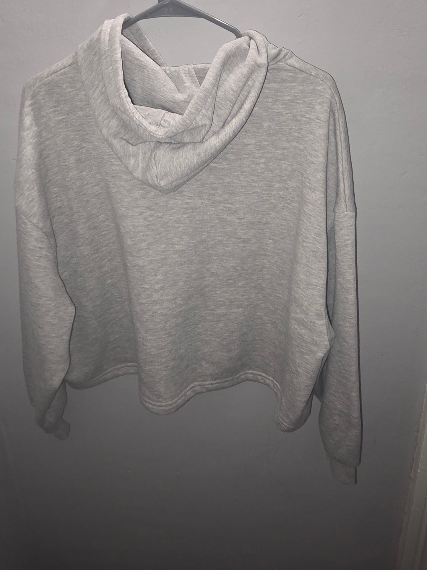 Von Dutch Women’s Cropped Rhinestone Hoodie – Gray Medium