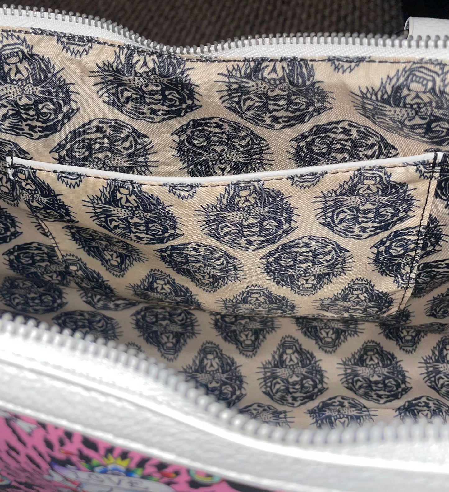 Ed Hardy Pink Leopard Skull Satchel – Authentic Tattoo Print Crossbody Bag