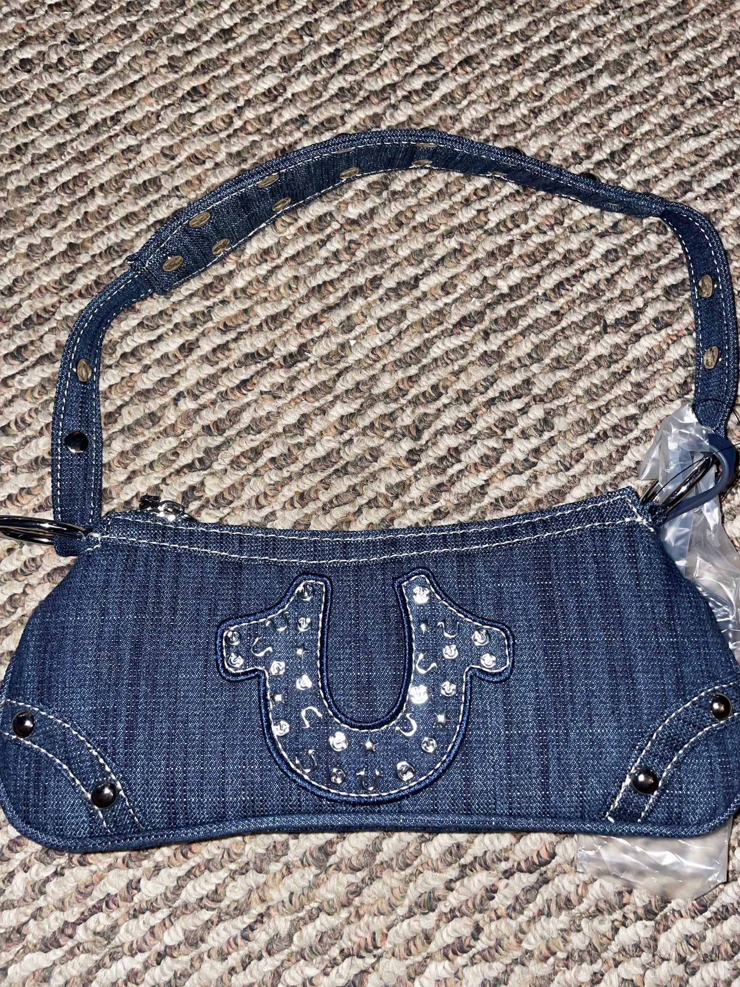 True Religion Denim Studded Shoulder Bag – Horseshoe Logo – NWT – $120 MSRP