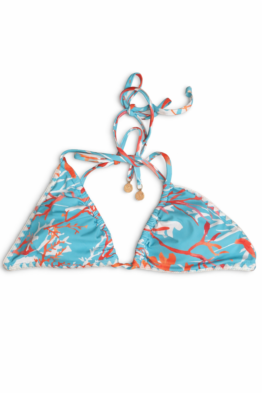 Milly Aqua Coral String Bikini Set – Luxury Designer Swimwear (Size L, $250 Retail)