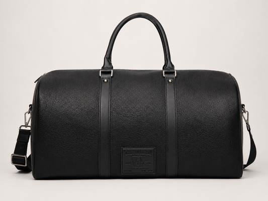 True Religion Black Duffle Bag Keepall Weekender Travel Gym Carry-On Shoe Compartment NWT