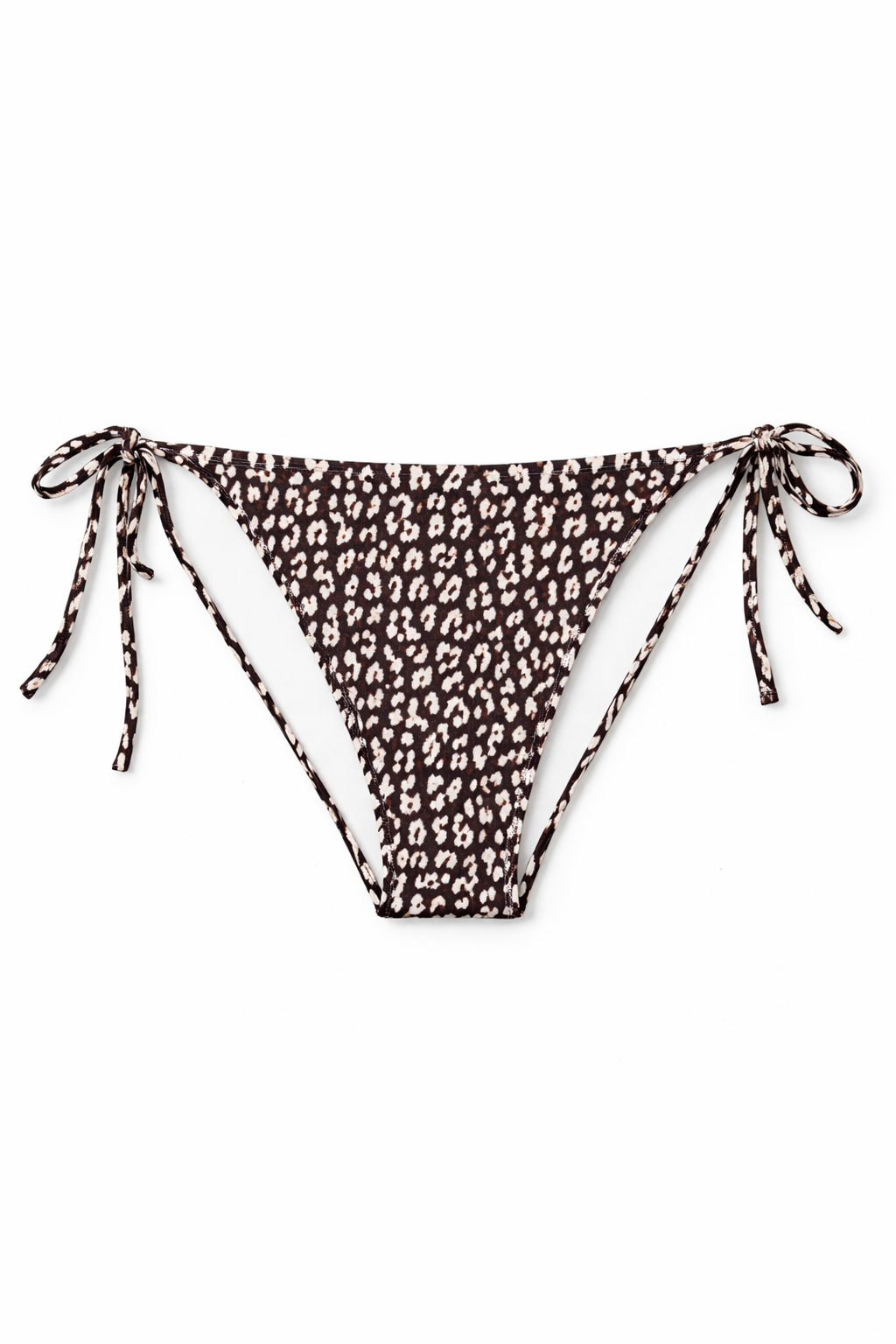 WILO The Label Leopard Print Bikini Set Medium 2PC Tie String w/ Scrunchie Brown White Sexy Summer Swimwear