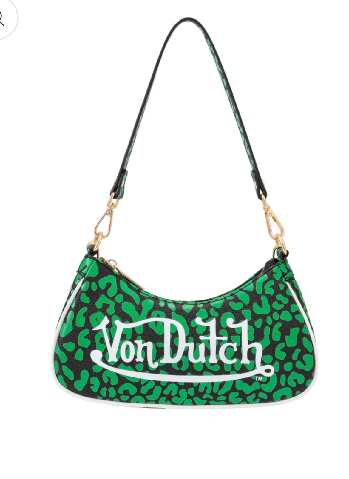 Von Dutch Lime Cheetah Shoulder Bag – Y2K Logo Purse – Originals Collection – One Size
