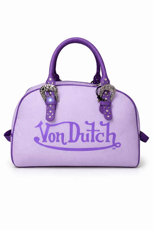 Von Dutch Purple Duffle Bag – Y2K Logo Travel Bag