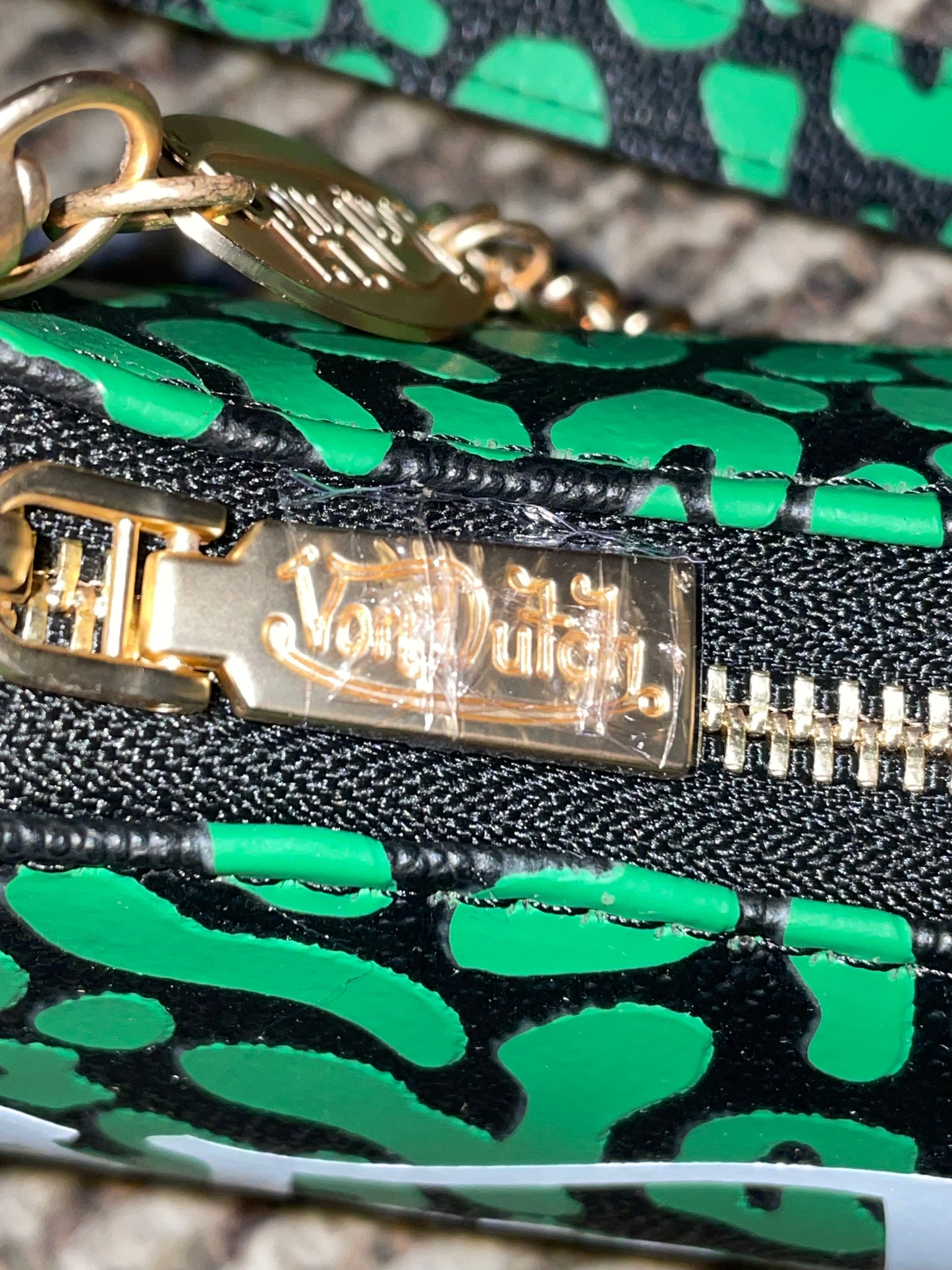 Von Dutch Lime Cheetah Shoulder Bag – Y2K Logo Purse – Originals Collection – One Size