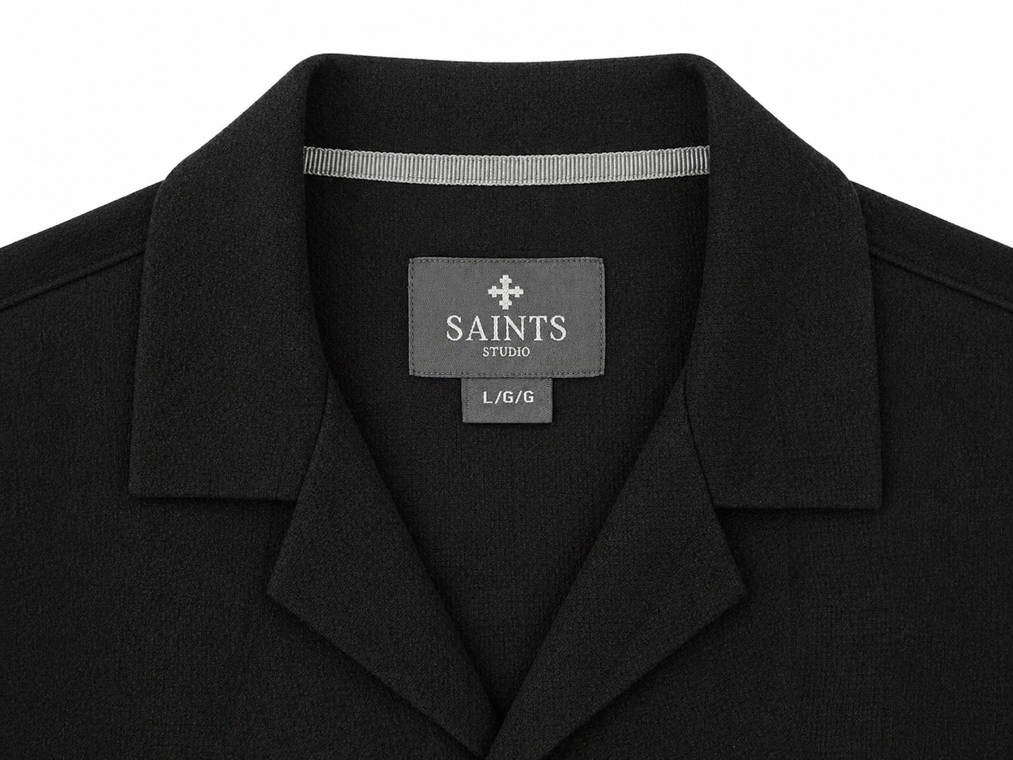 SAINTS STUDIO Black Resort Club Set Men L Button Up Shirt & Shorts Matching Set Luxury Summer Outfit Designer Streetwear