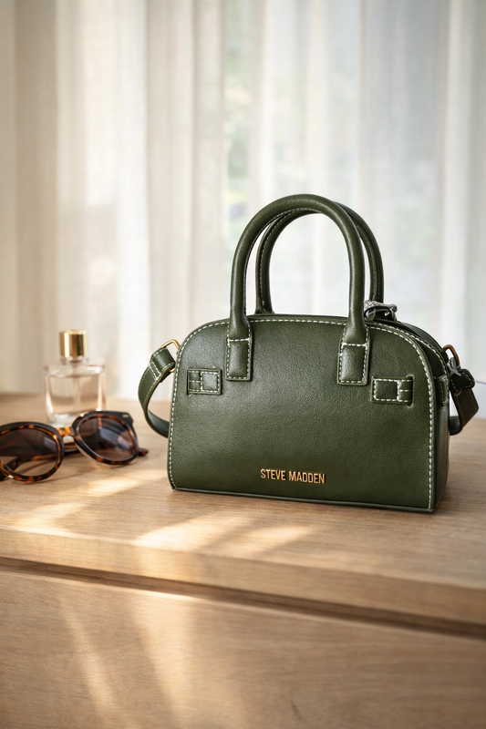 Steve Madden Green Mini Crossbody Bag Tassel Satchel Purse Gold Hardware BDAINSS Small Handbag