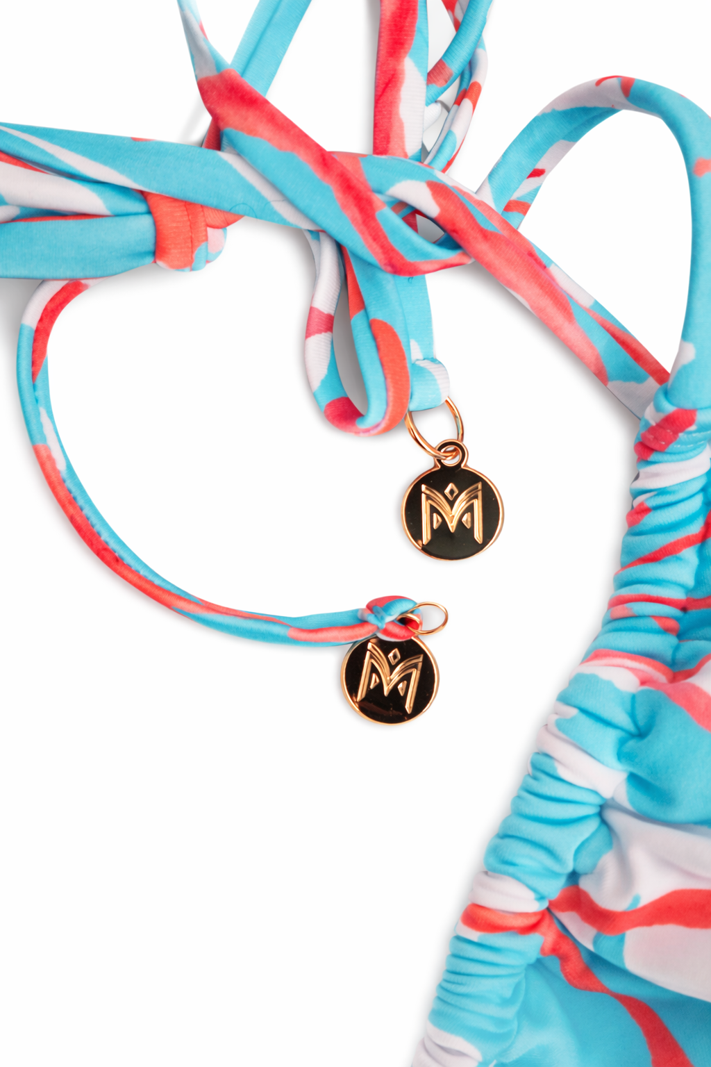 Milly Aqua Coral String Bikini Set – Luxury Designer Swimwear (Size L, $250 Retail)