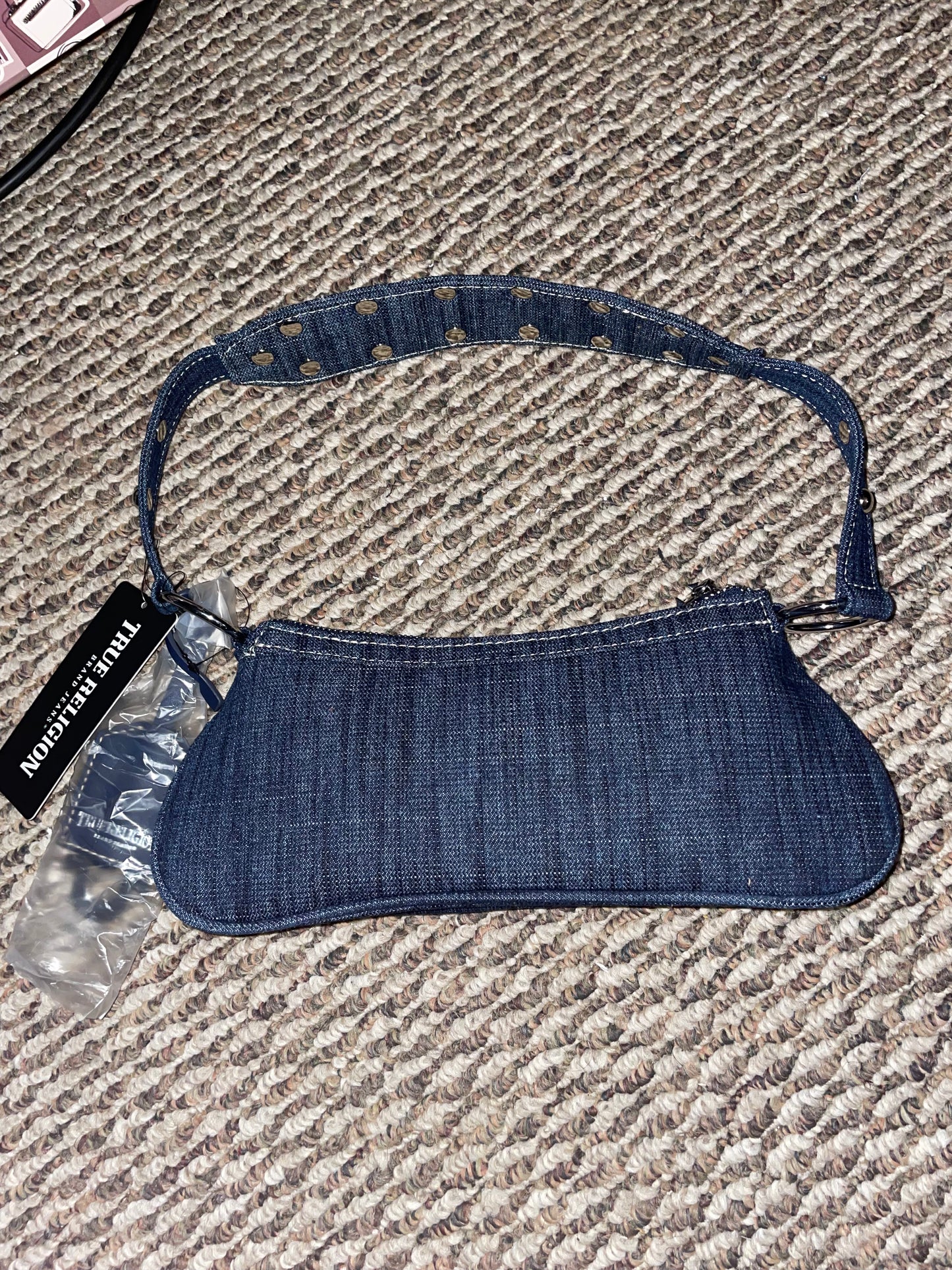 True Religion Denim Studded Shoulder Bag – Horseshoe Logo – NWT – $120 MSRP