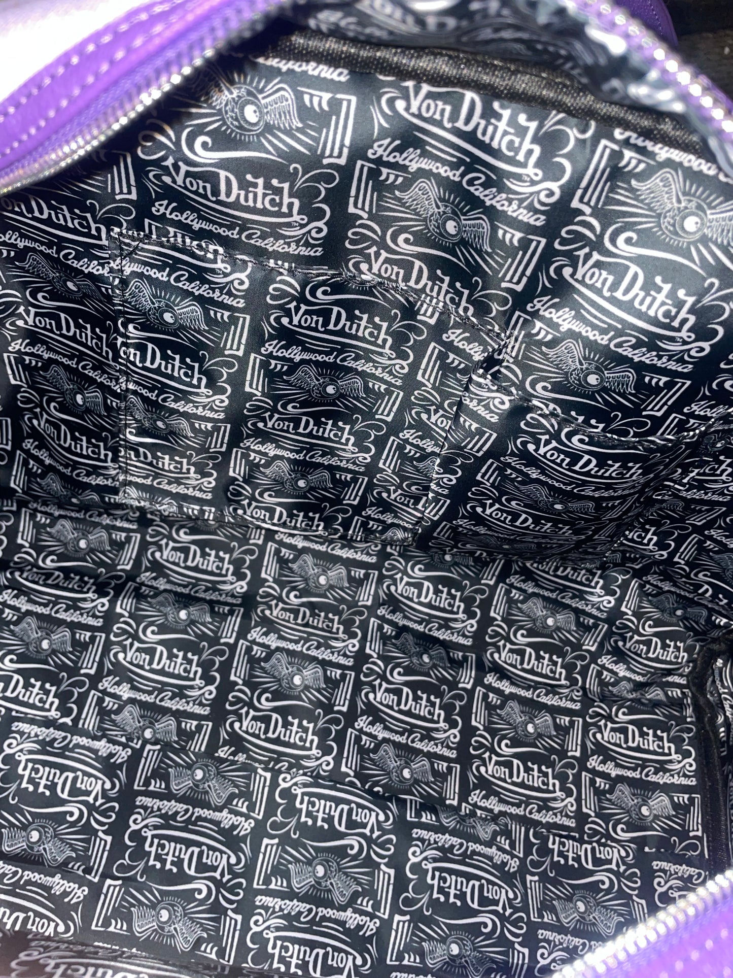 Von Dutch Purple Duffle Bag – Y2K Logo Travel Bag