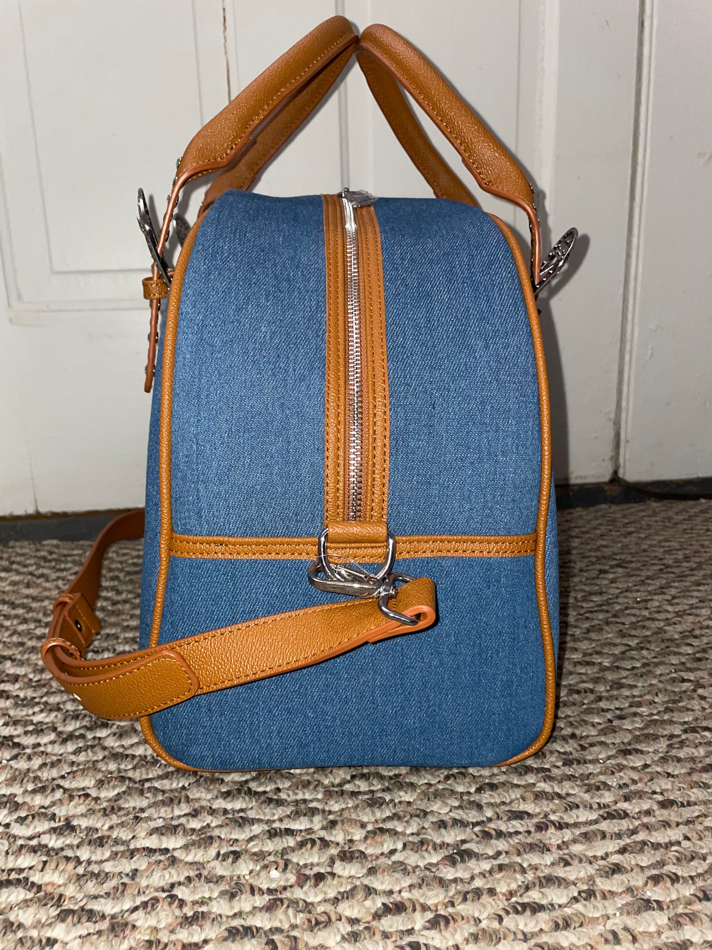 Von Dutch Denim Duffle Bag – Y2K Logo Travel Bag