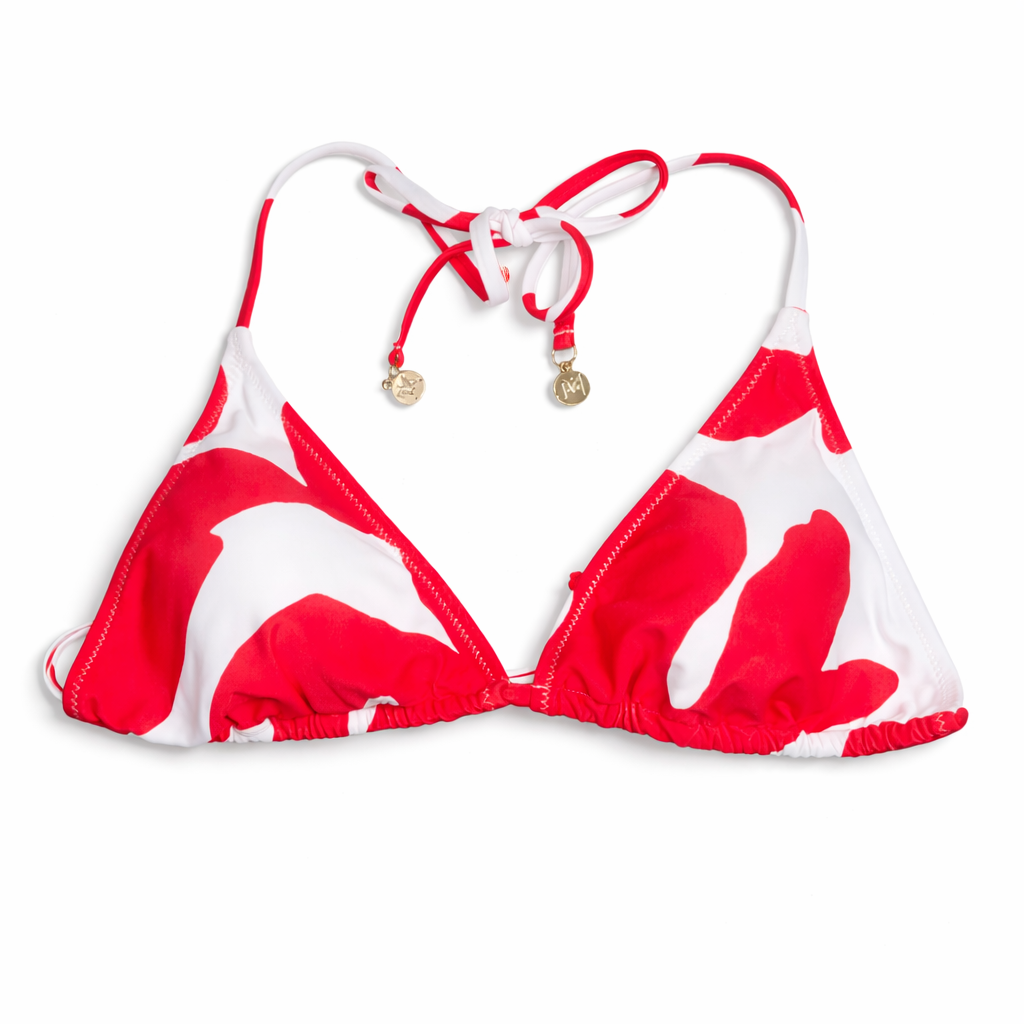 Milly Red & White Grand Foliage String Bikini Set Size M NWT $250 Designer Swim
