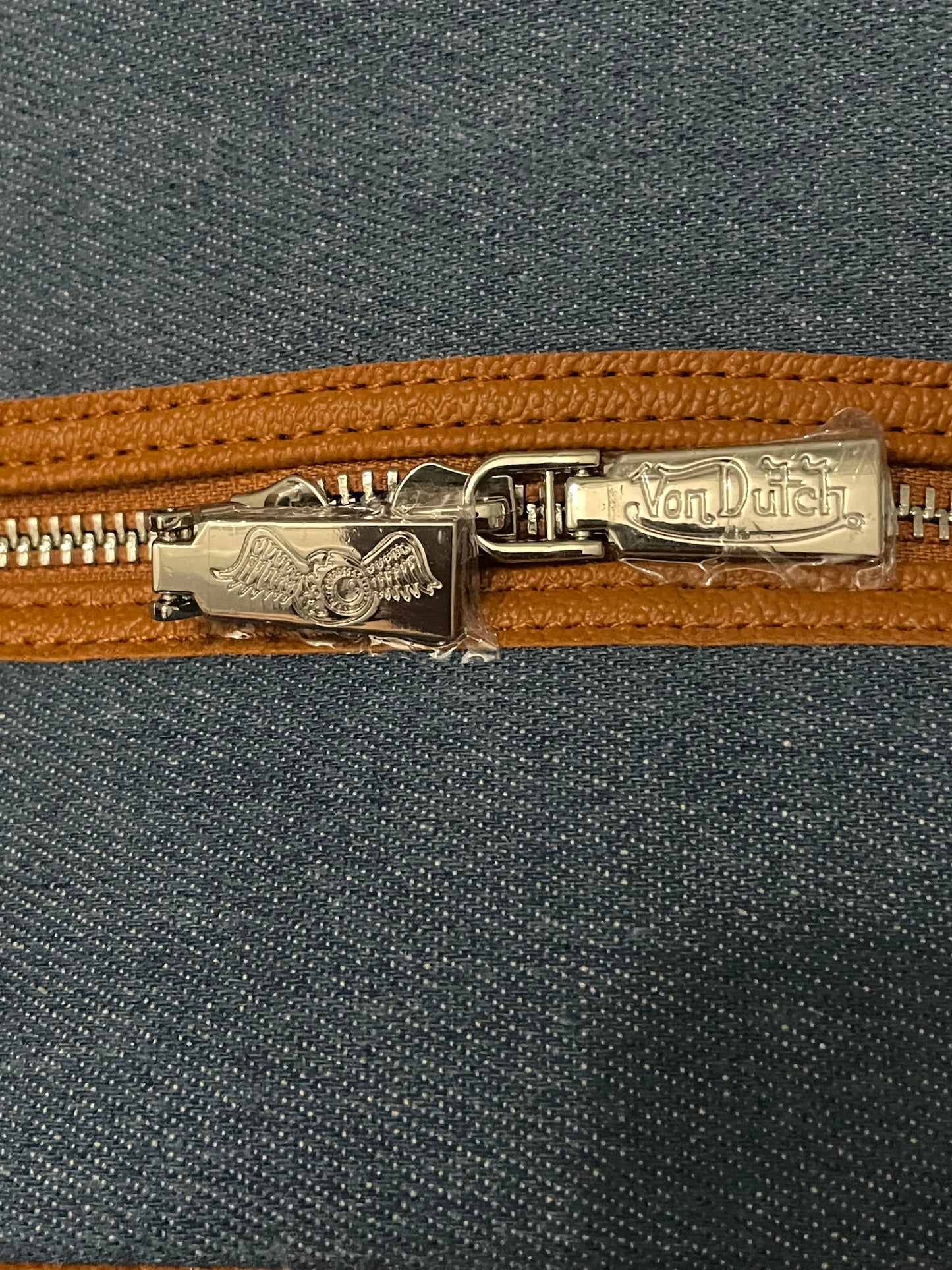 Von Dutch Denim Duffle Bag – Y2K Logo Travel Bag