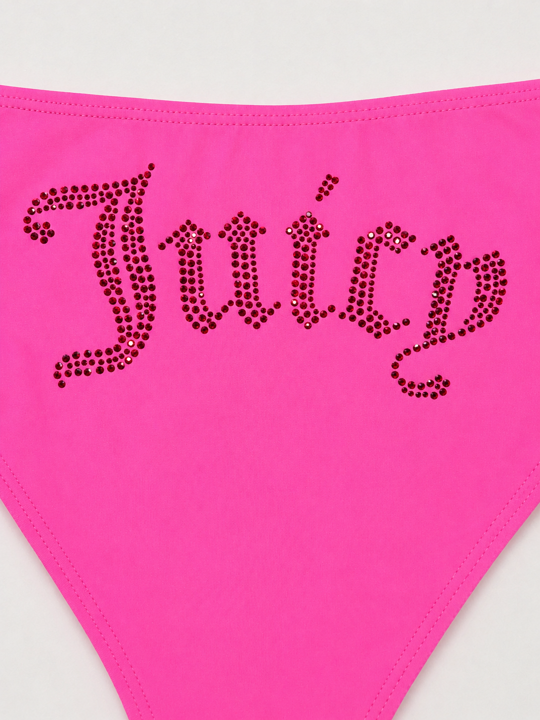 Juicy Couture Pink Rhinestone Lips Bikini Set M Y2K Halter String Swimsuit Hot Pink Crystal Tie Side Bathing Suit