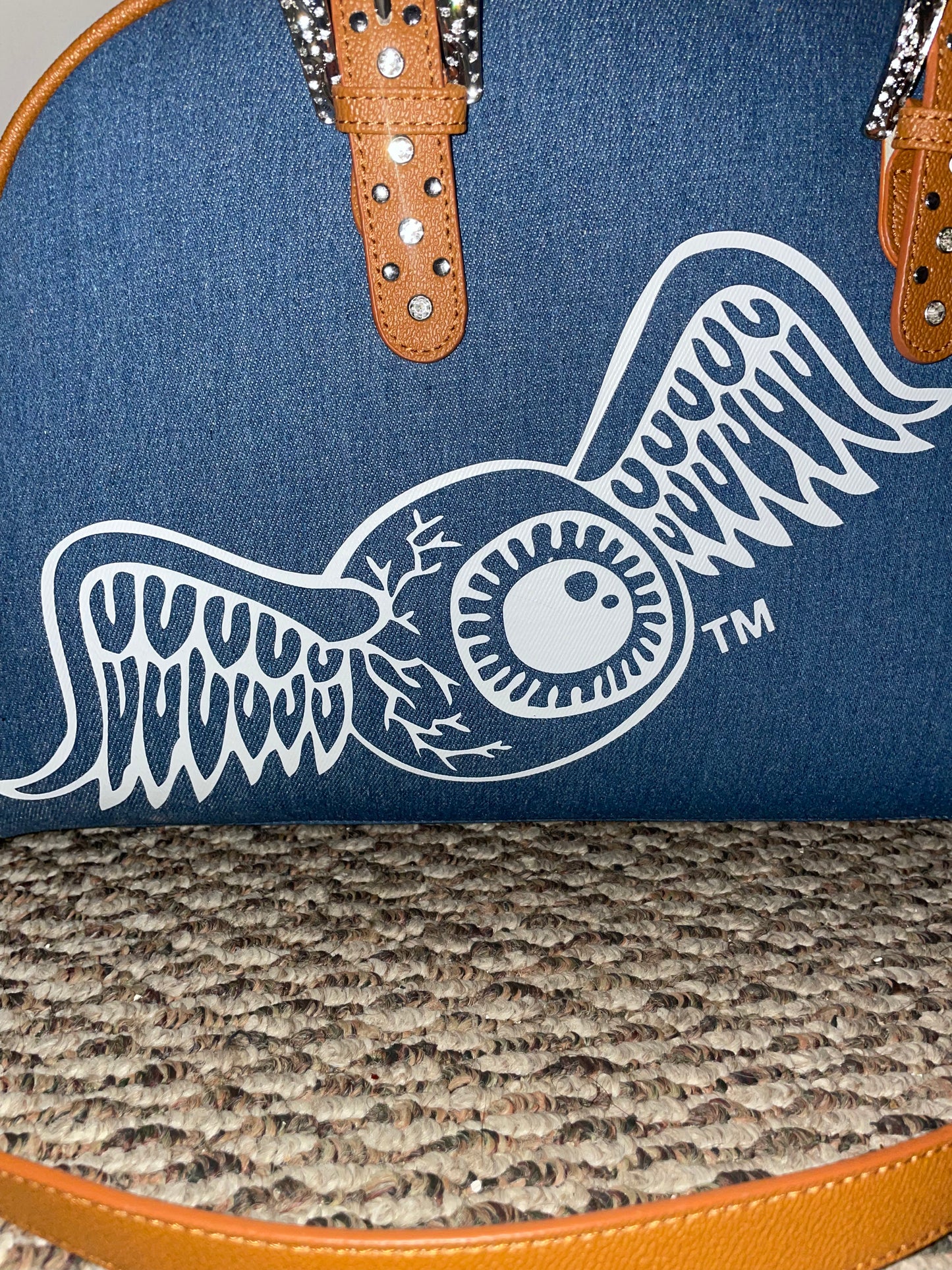 Von Dutch Denim Duffle Bag – Y2K Logo Travel Bag