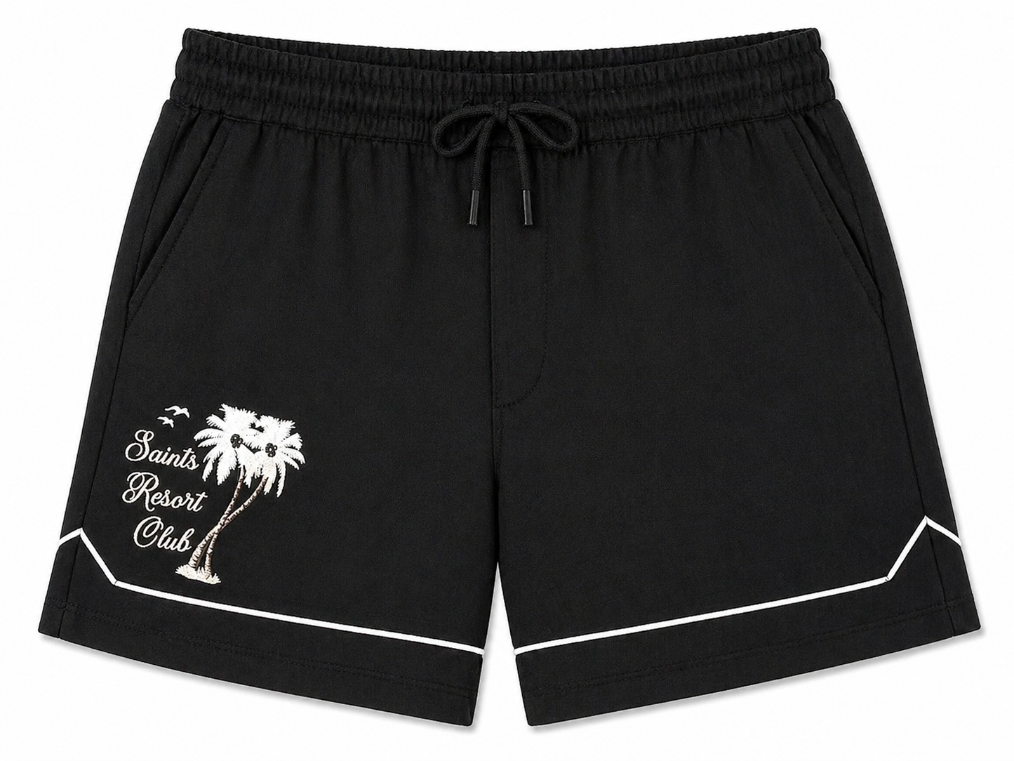 SAINTS STUDIO Black Resort Club Set Men L Button Up Shirt & Shorts Matching Set Luxury Summer Outfit Designer Streetwear