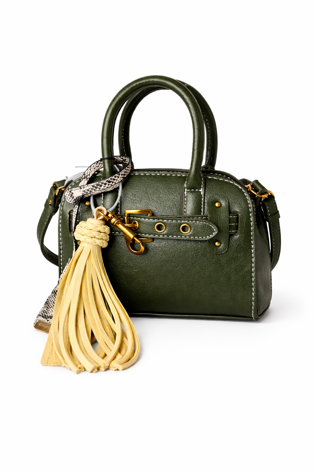 Steve Madden Green Mini Crossbody Bag Tassel Satchel Purse Gold Hardware BDAINSS Small Handbag