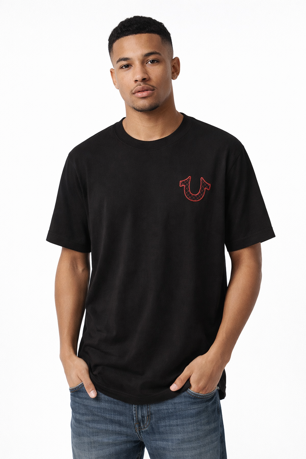 True Religion Buddha Graphic T Shirt Mens Medium Black Red Logo Tee LA
