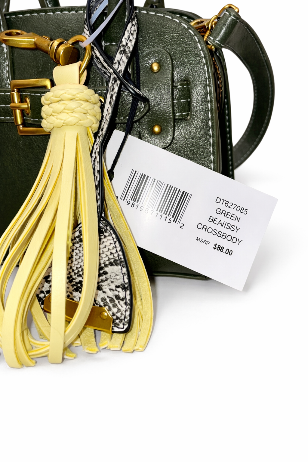 Steve Madden Green Mini Crossbody Bag Tassel Satchel Purse Gold Hardware BDAINSS Small Handbag