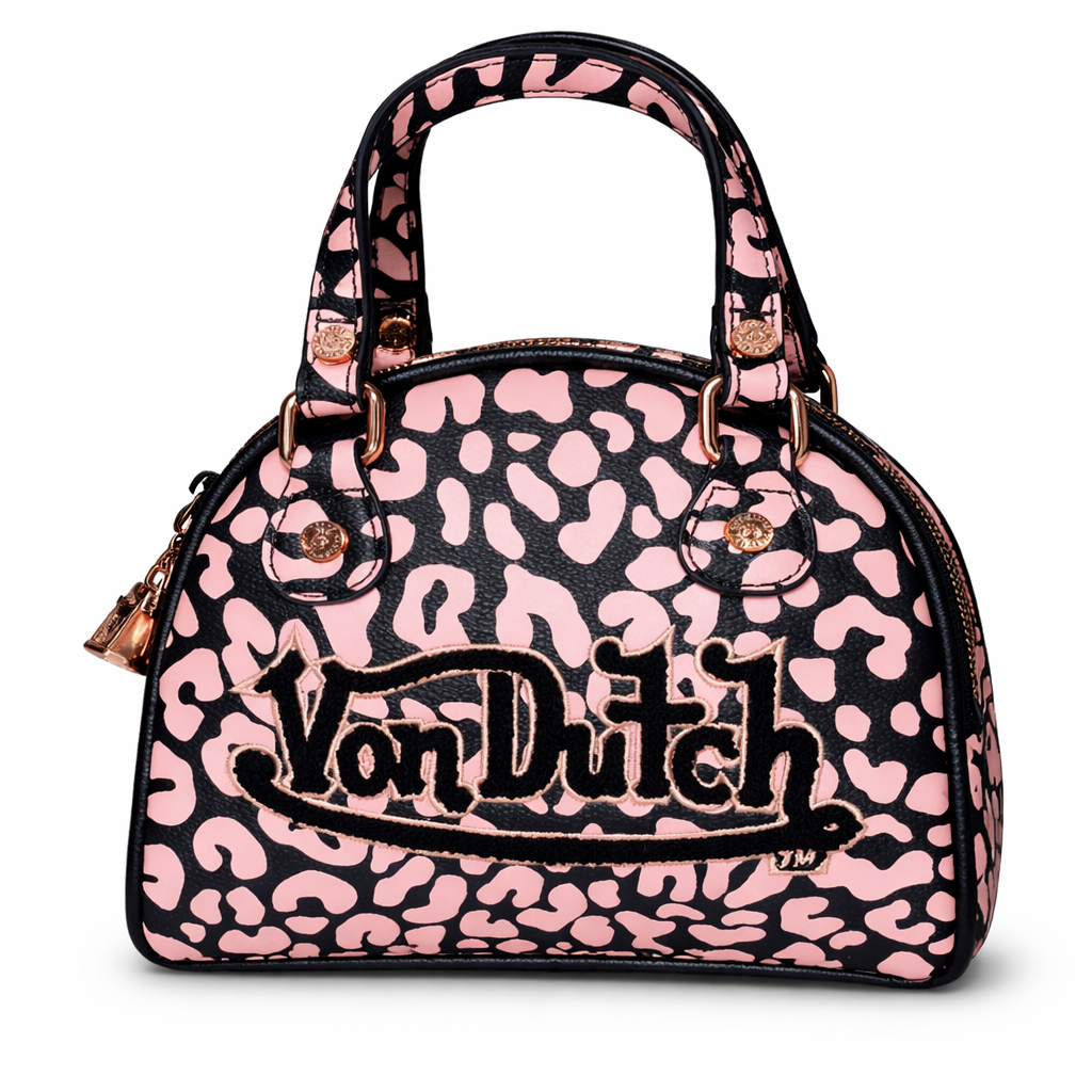 Von Dutch Pink Leopard Handbag – Y2K Cheetah Print Mini Purse