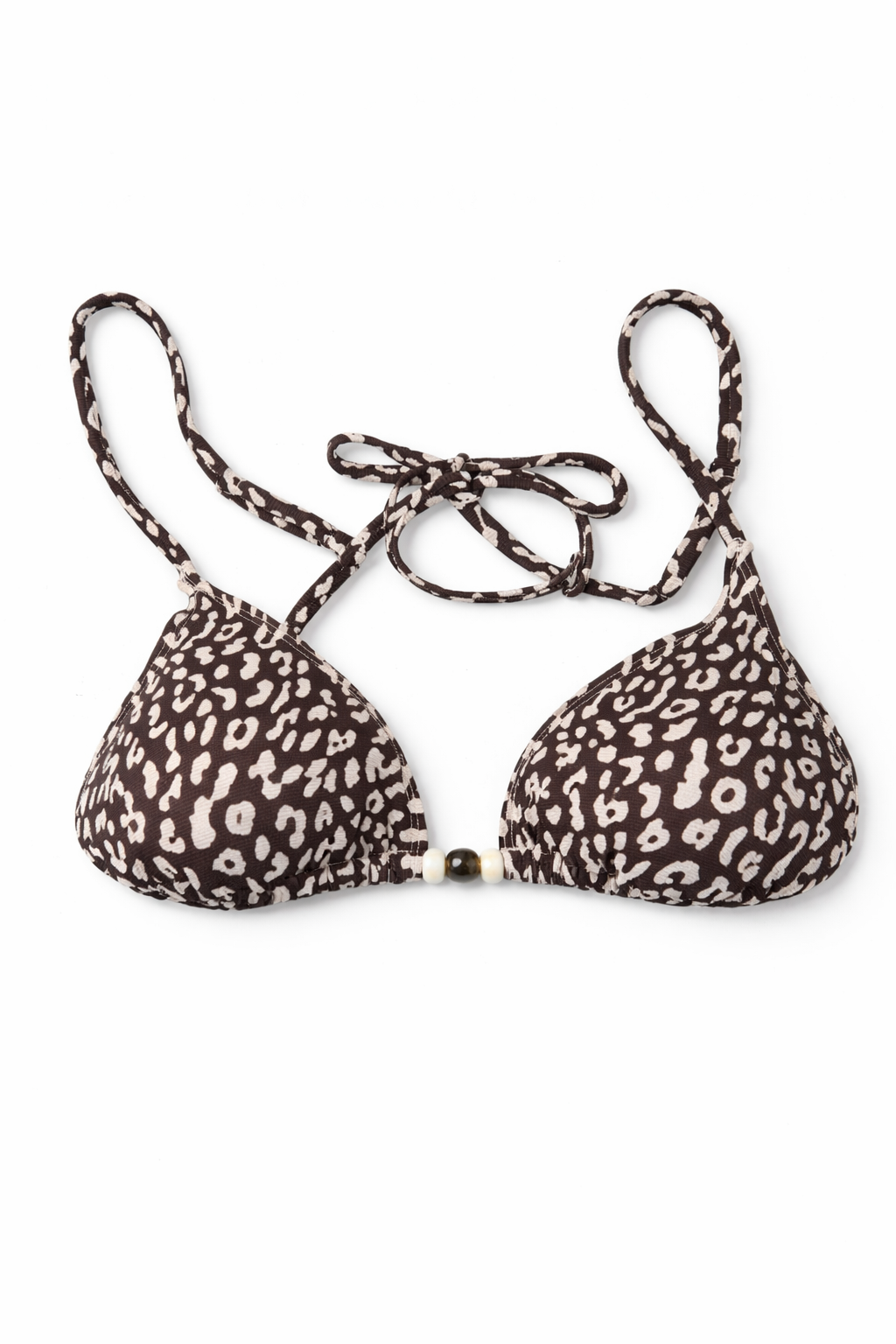 WILO The Label Leopard Print Bikini Set Medium 2PC Tie String w/ Scrunchie Brown White Sexy Summer Swimwear