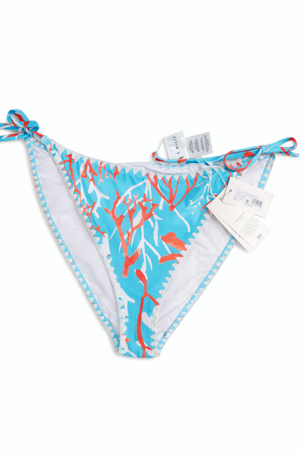 Milly Aqua Coral String Bikini Set – Luxury Designer Swimwear (Size L, $250 Retail)