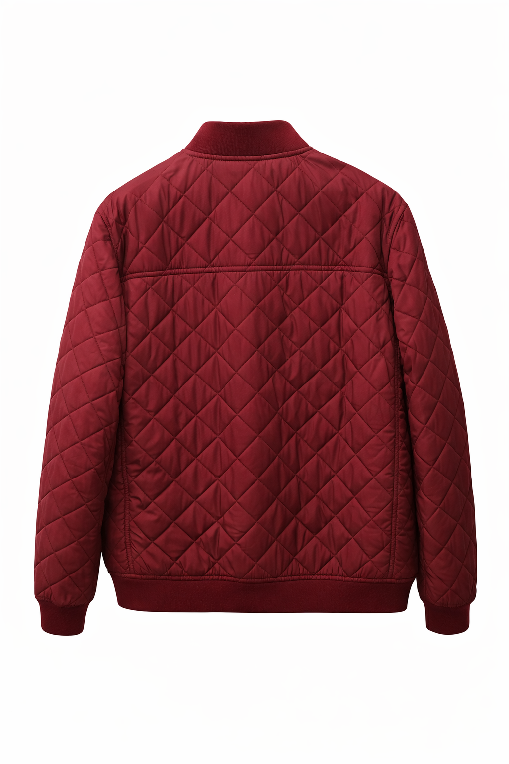 Calvin Klein Men’s Quilted Bomber Jacket – Burgundy Water-Resistant Windproof Coat (Size L) Authentic
