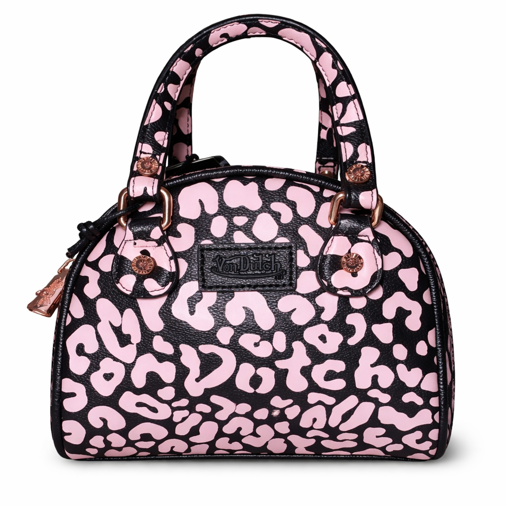 Von Dutch Pink Leopard Handbag – Y2K Cheetah Print Mini Purse
