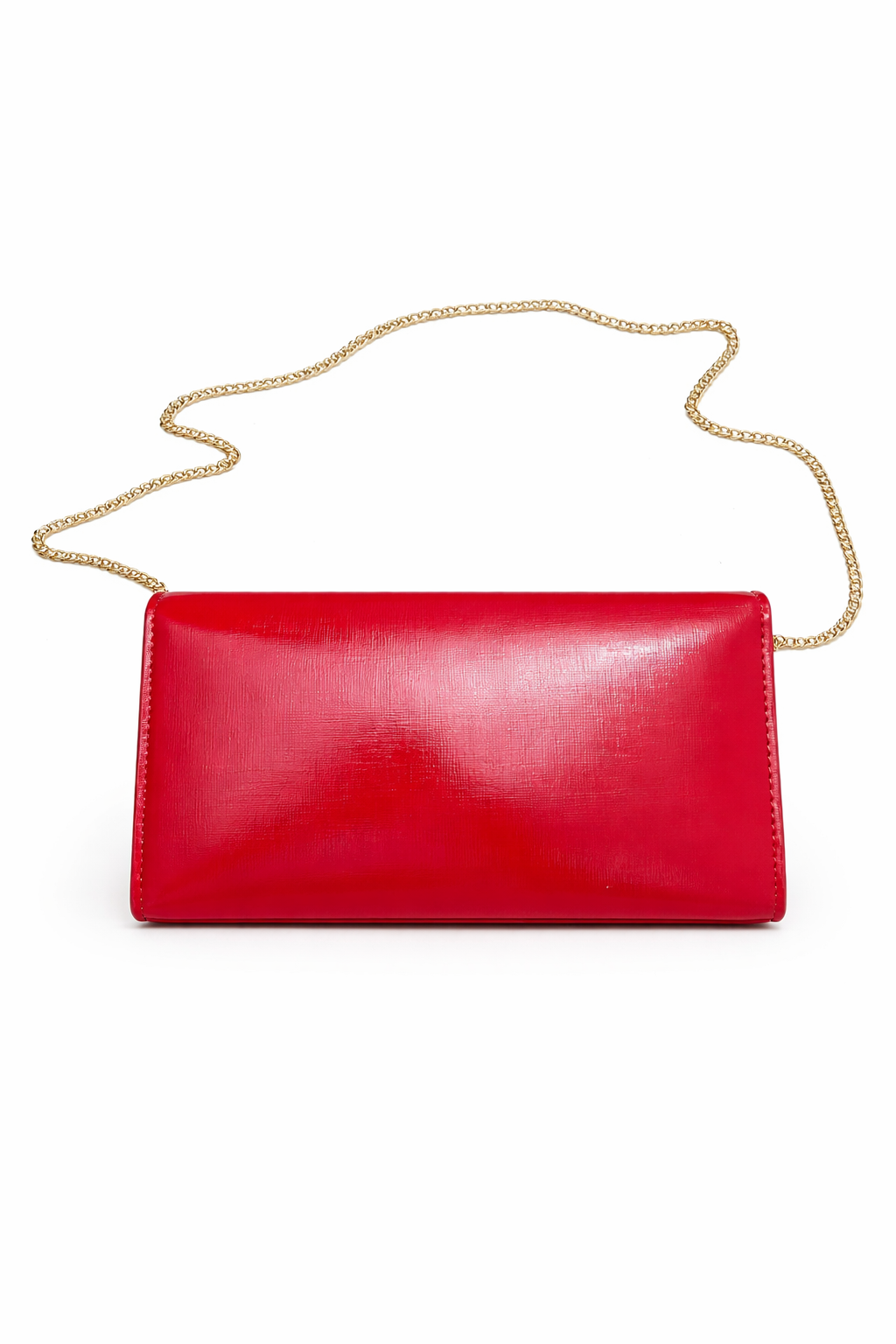 Ted Baker Scarlet Patent Leather Gold Chain Clutch