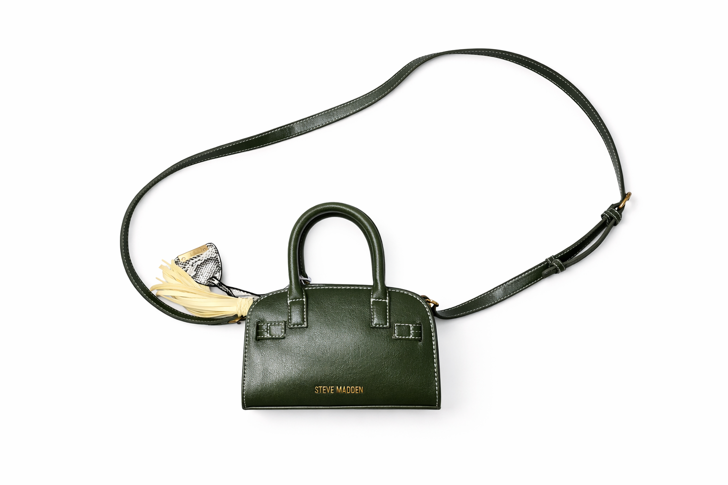 Steve Madden Green Mini Crossbody Bag Tassel Satchel Purse Gold Hardware BDAINSS Small Handbag