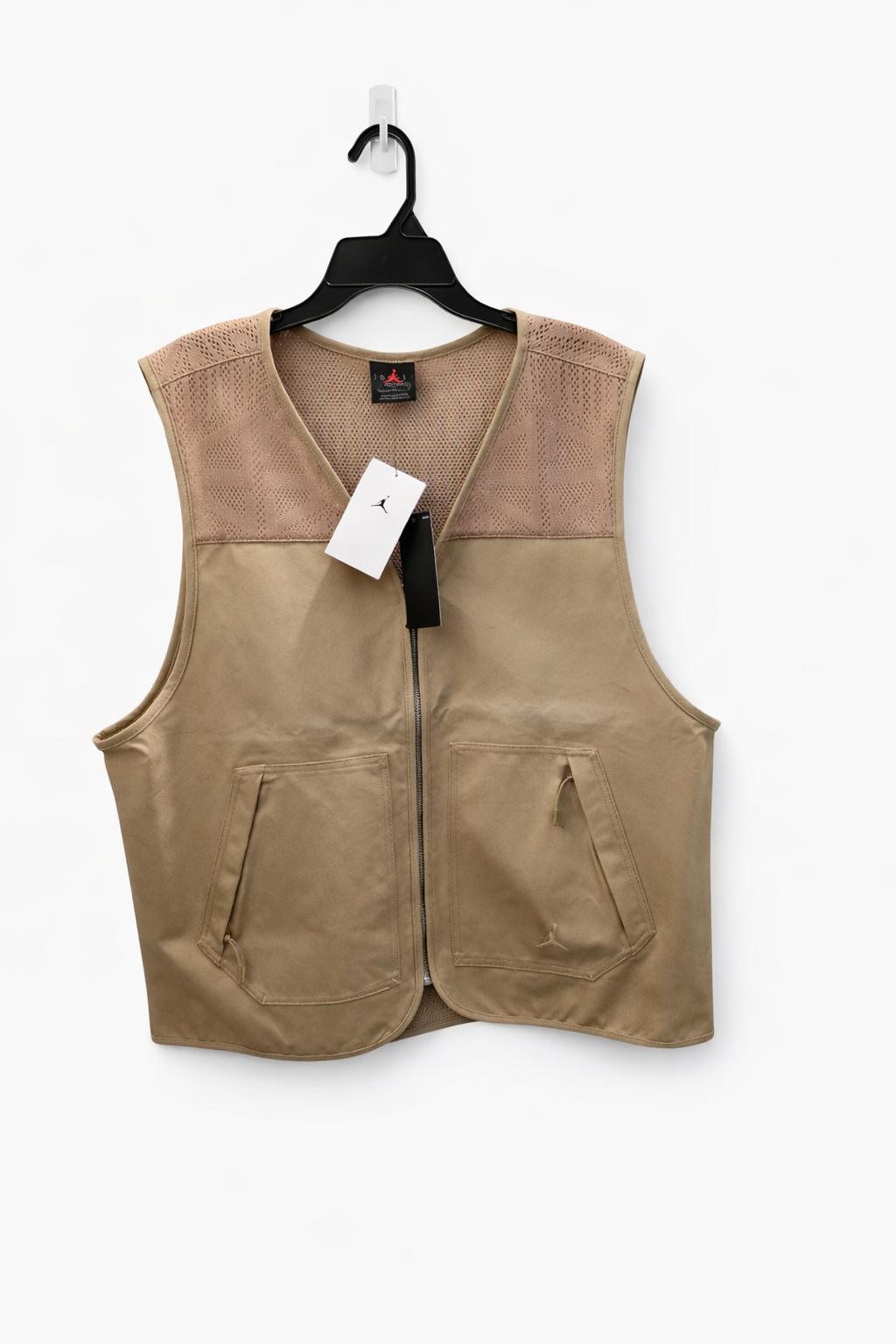 Nike Air Jordan Men’s Utility Vest – Khaki Zip-Up Active Loose Fit (Size L) Authentic