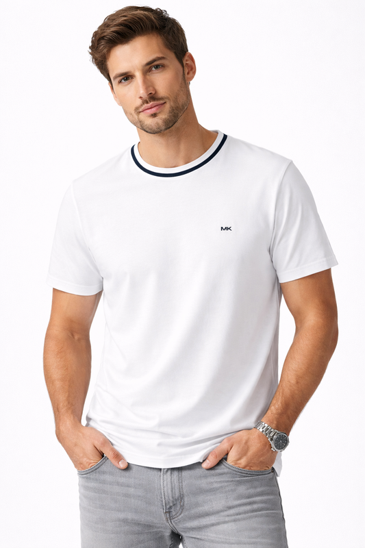 Michael Kors White Logo T-Shirt Men’s Large – Designer Cotton Crewneck Short Sleeve Tee
