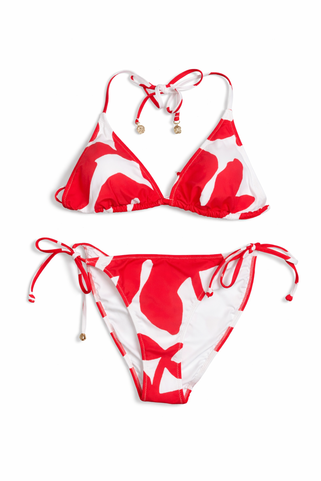 Milly Red & White Grand Foliage String Bikini Set Size M NWT $250 Designer Swim