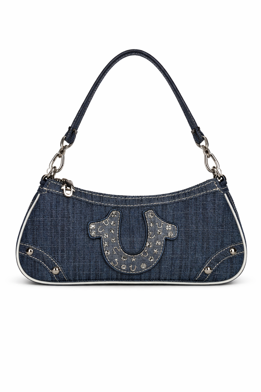True Religion Denim Studded Shoulder Bag – Horseshoe Logo – NWT – $120 MSRP