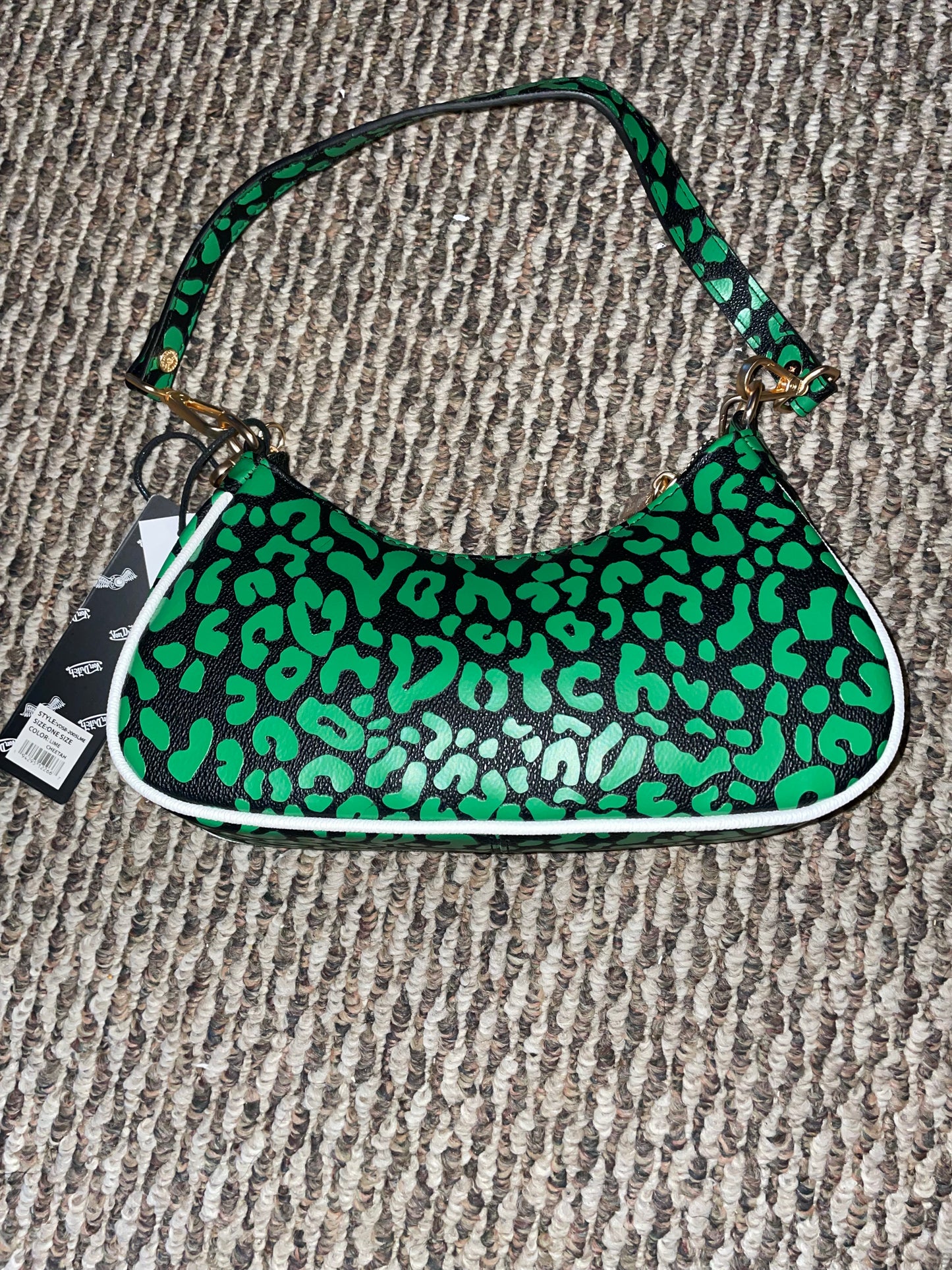 Von Dutch Lime Cheetah Shoulder Bag – Y2K Logo Purse – Originals Collection – One Size