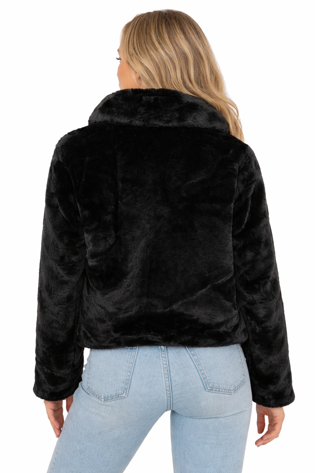 CeCe Black Embellished Faux Fur Jacket – Authentic Designer Glam Statement Coat