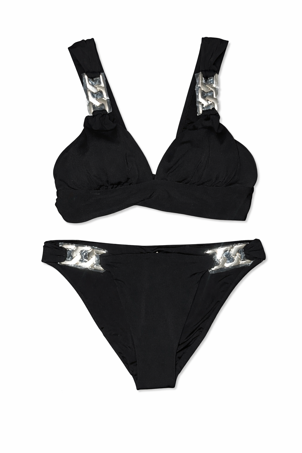 Robin Piccone Black Luxe Chain Bikini Set