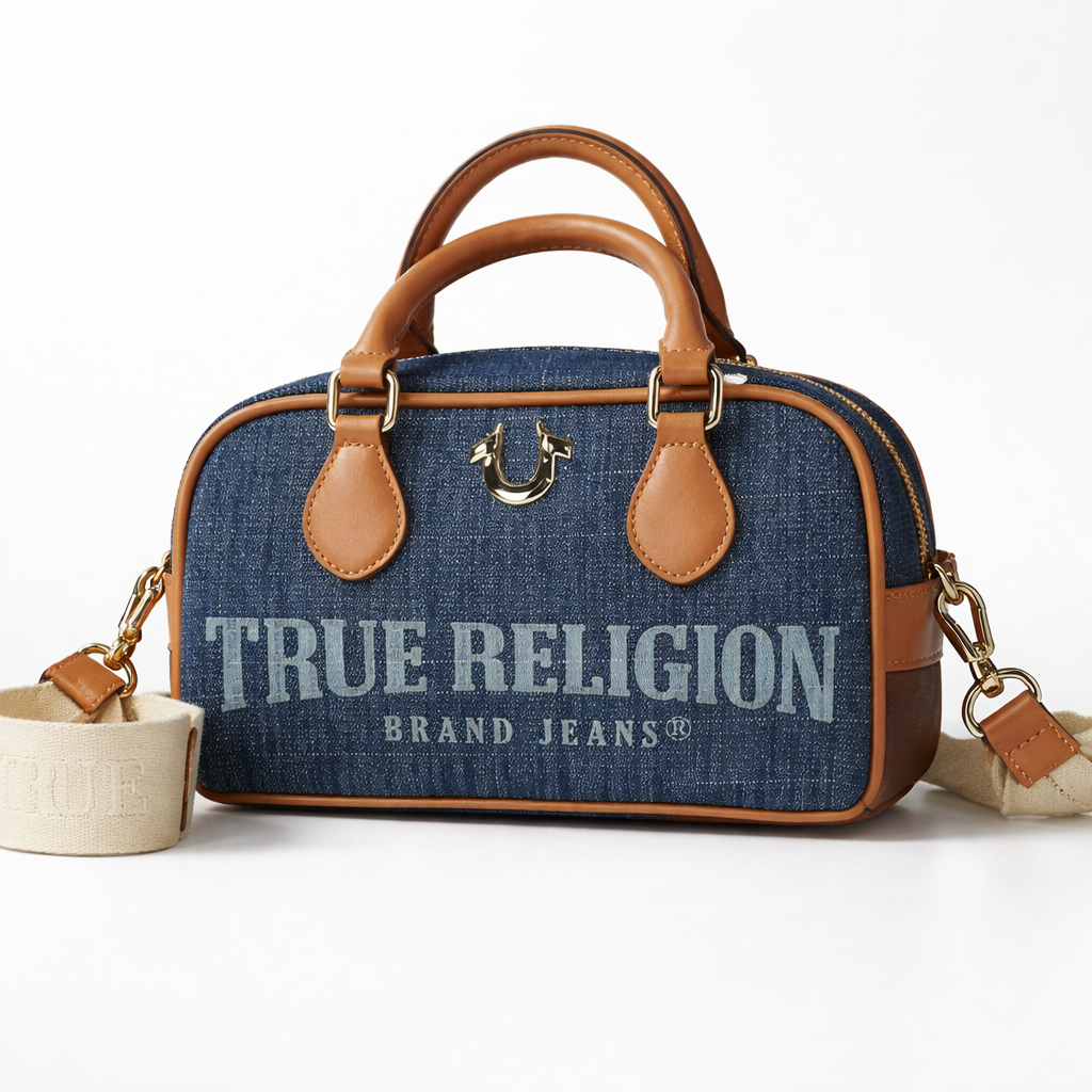 True Religion 3pc Denim Bag Set NWT Wallet Wristlet Mini Satchel Bundle
