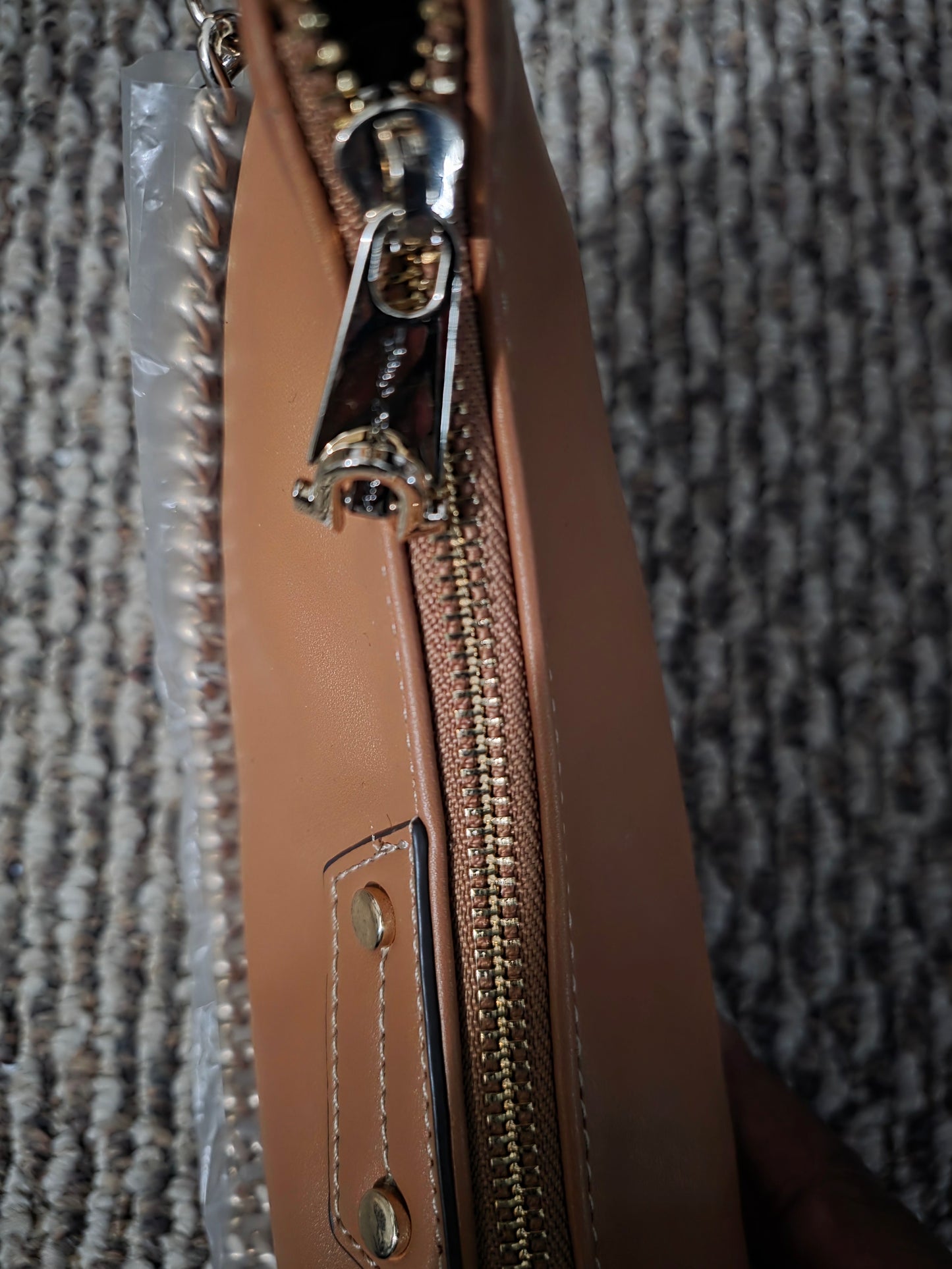 True Religion Cognac Leather Shoulder Bag – Designer Women’s Hobo Handbag with Gold Hardware