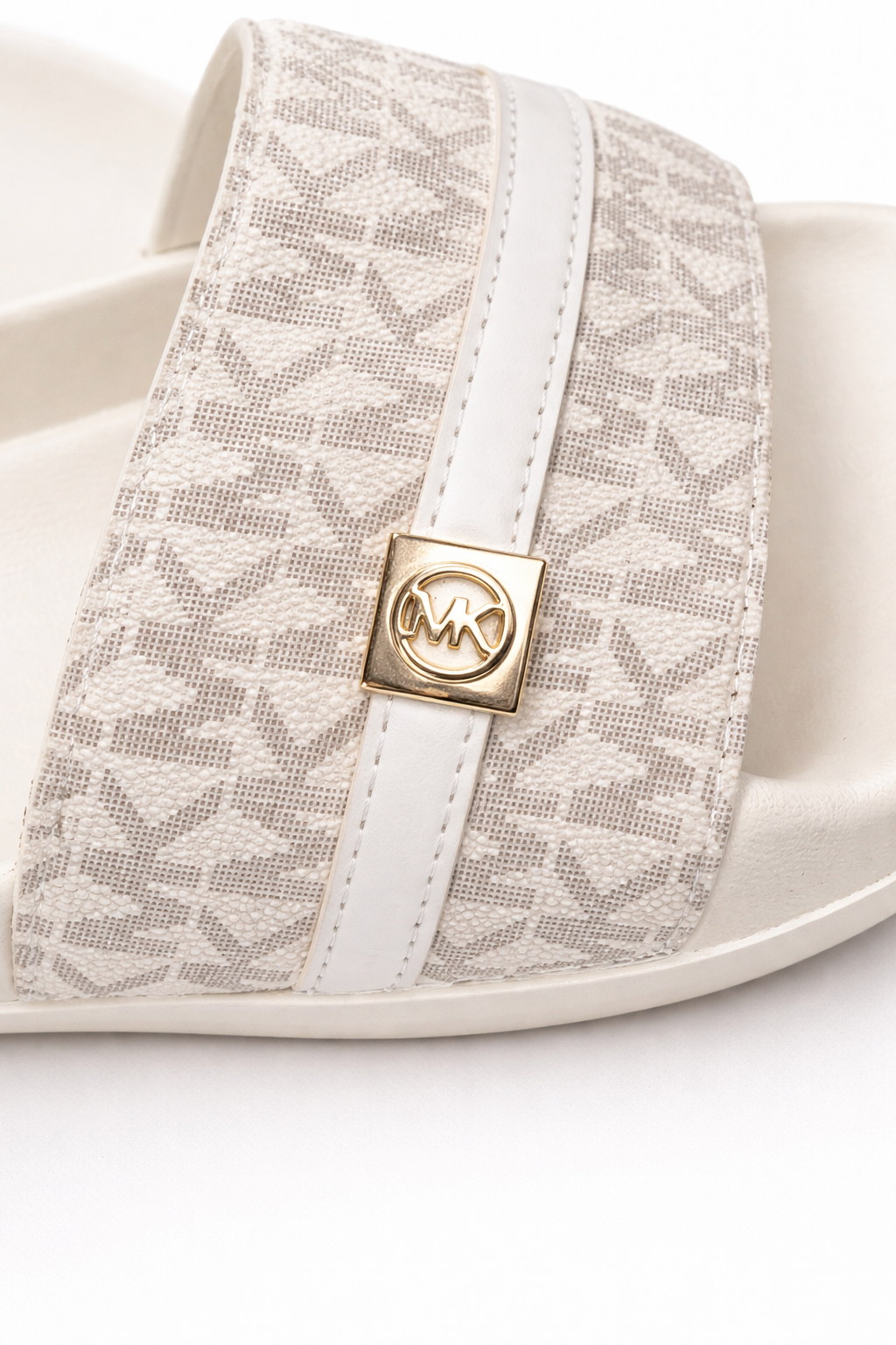 Michael Kors Jadie Slide Vanilla MK Monogram Sandals Women Size 7M Designer Slides