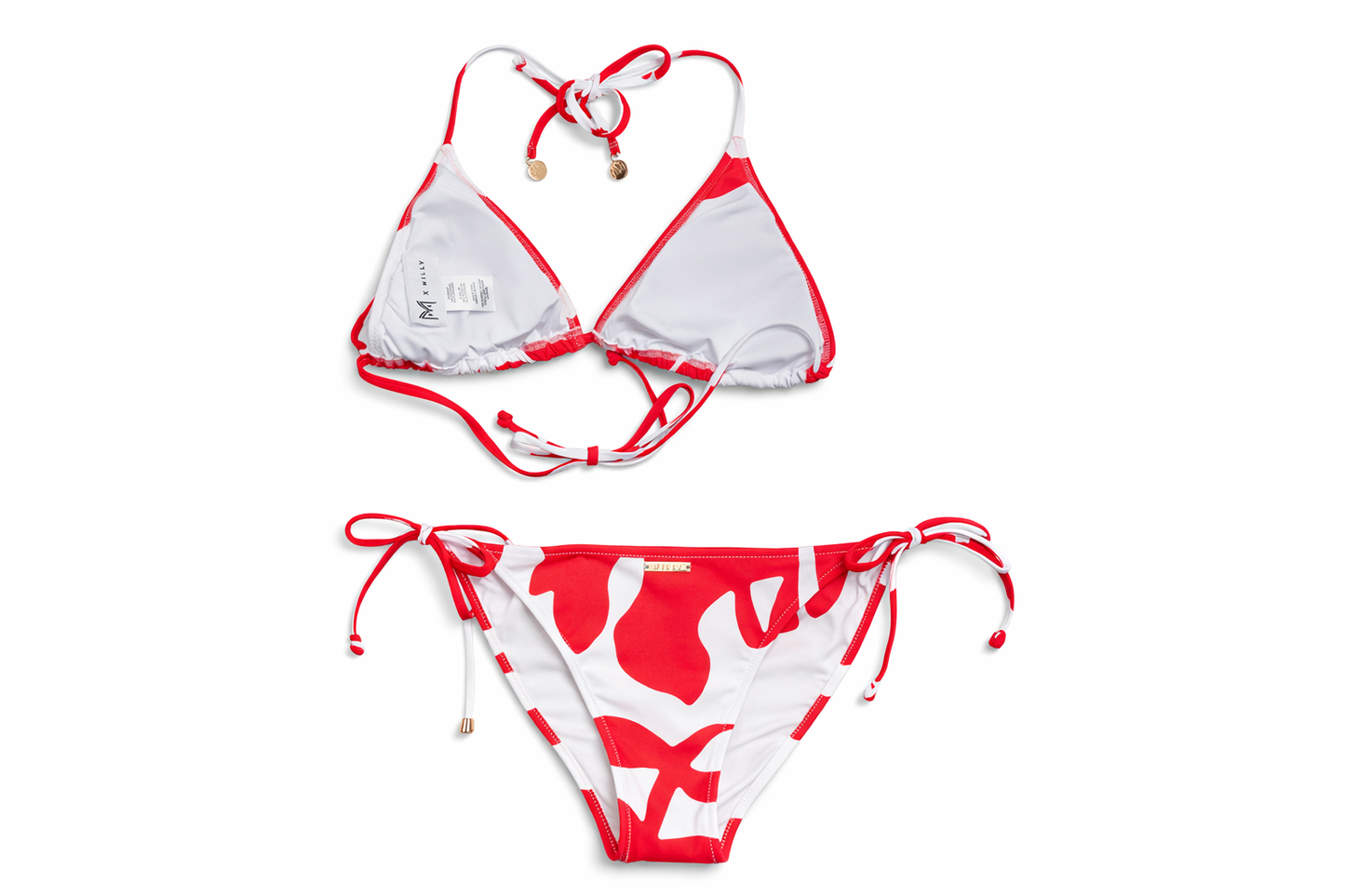 Milly Red & White Grand Foliage String Bikini Set Size M NWT $250 Designer Swim