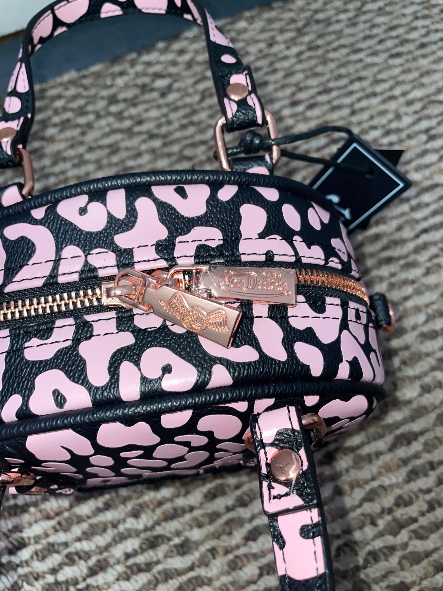 Von Dutch Pink Leopard Handbag – Y2K Cheetah Print Mini Purse