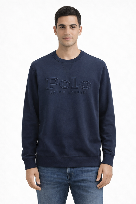 Polo Ralph Lauren Navy Crewneck Sweatshirt XL – Classic Embroidered Logo Pullover – Men’s Designer Sweatshirt
