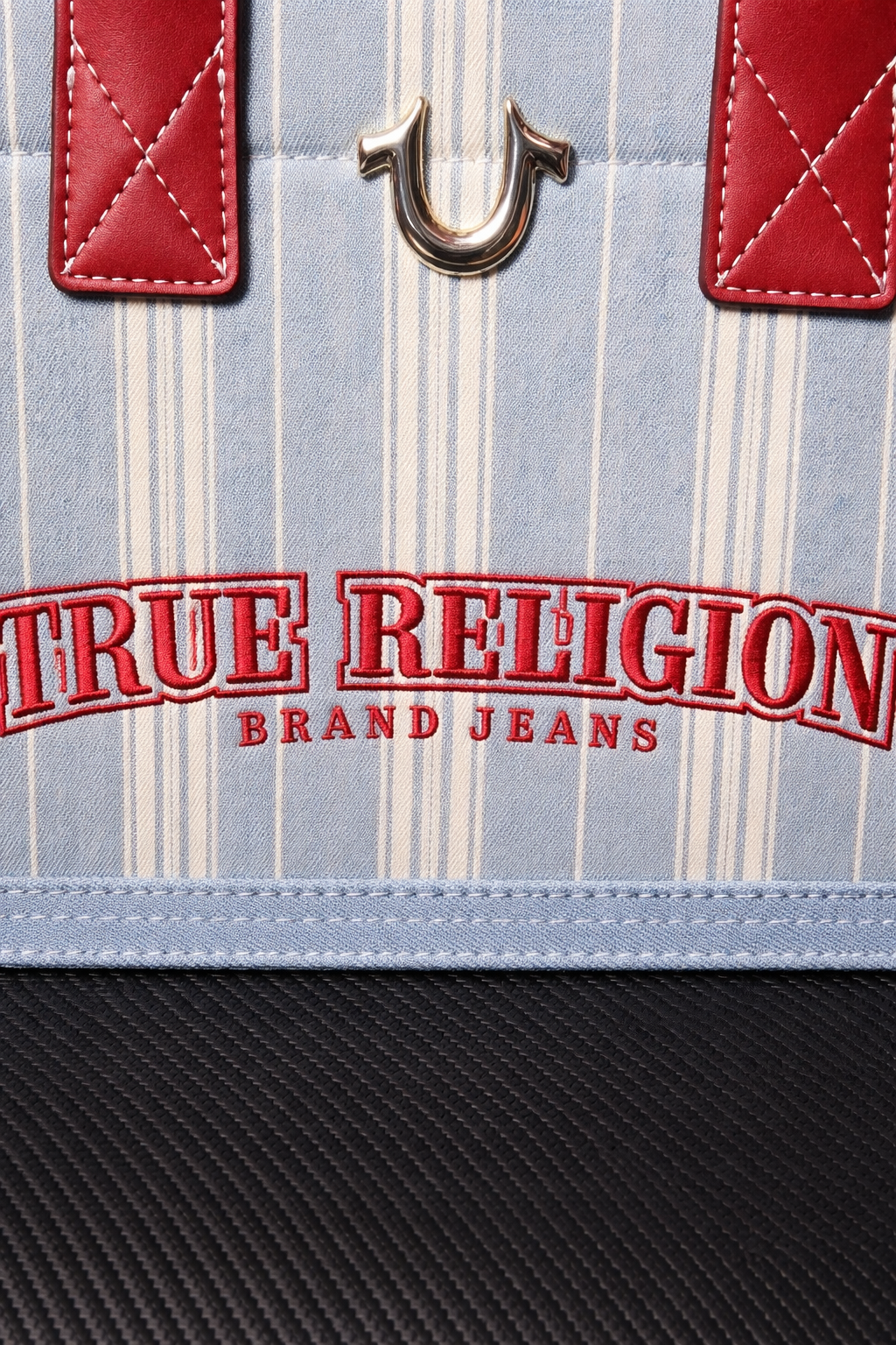 True Religion Denim Mini Tote Bag NWT 🔥 Red Leather Trim Crossbody Designer Purse Y2K