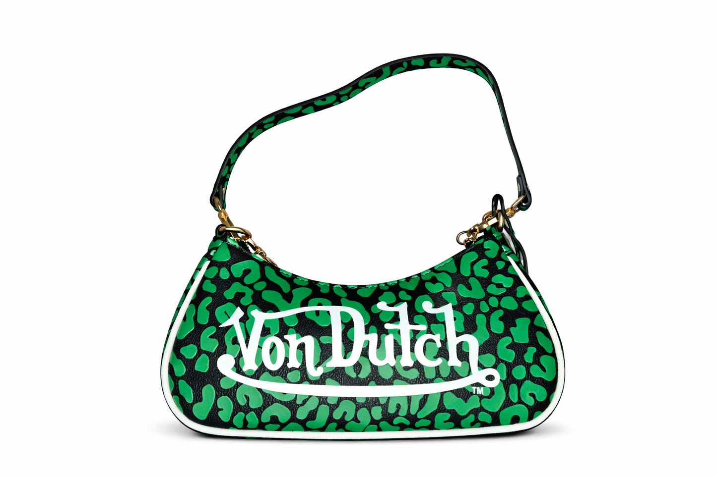 Von Dutch Lime Cheetah Shoulder Bag – Y2K Logo Purse – Originals Collection – One Size